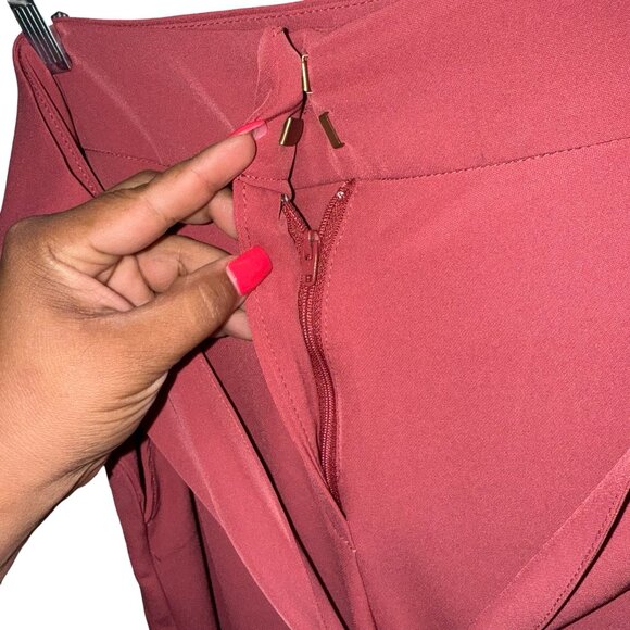 Lark + Grey Mauve Wide Leg Capri Dress Pants W/Fabric Tie Belt Sz 18 - Picture 3 of 10